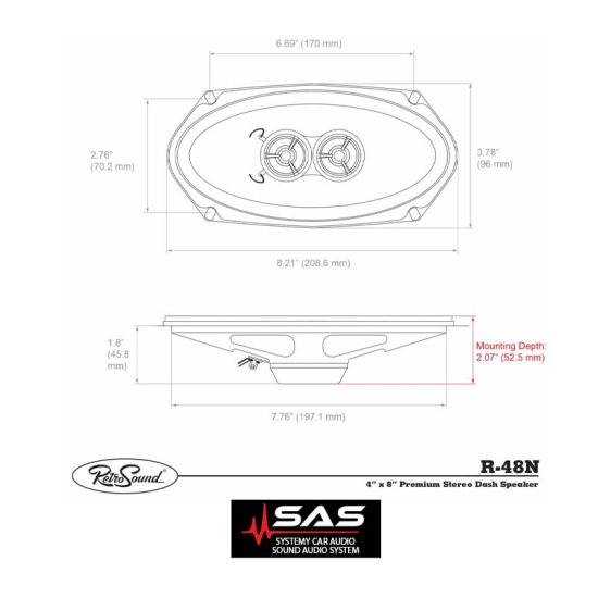 Głośnik RetroSound R-48N Głośnik Coax 4×8″ do Mercedes. Owalny głośnik COAX DVC (Dual Voice Coil) 4×8″